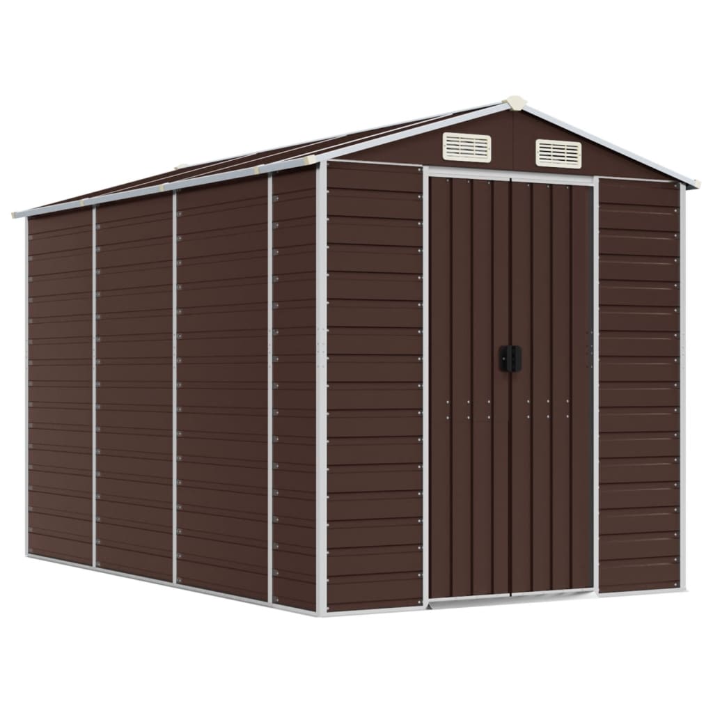 NNEVL Garden Shed Brown 191x300x198 cm Galvanised Steel Lootquake LLC