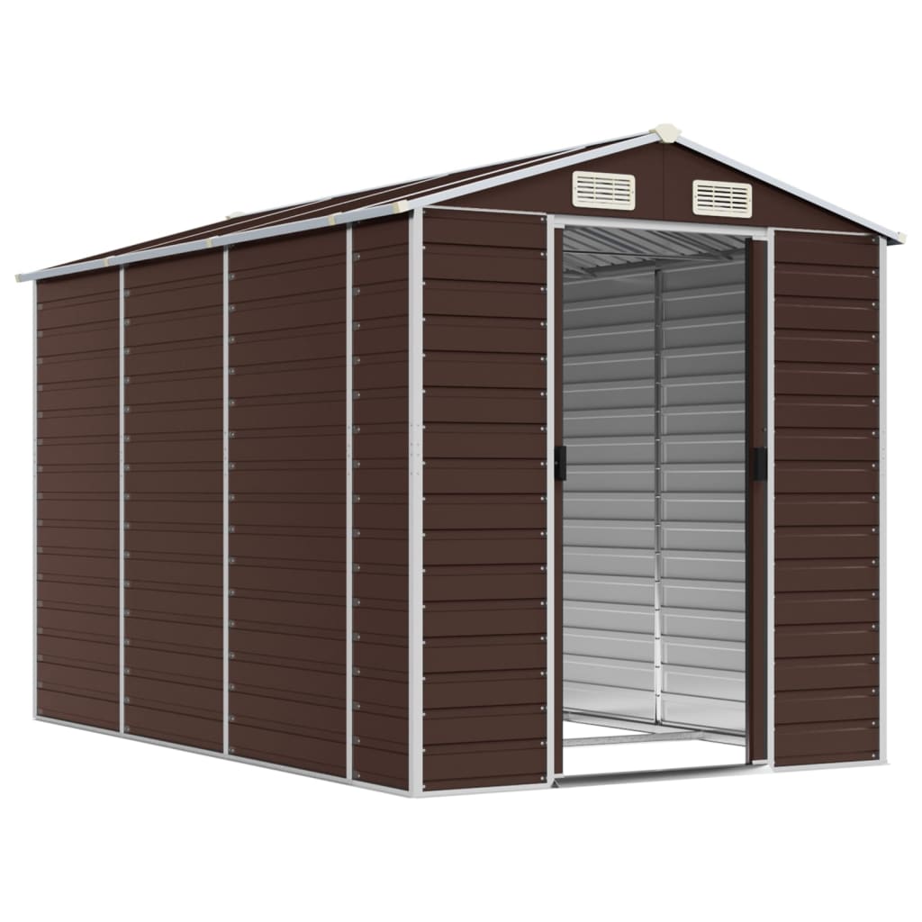 NNEVL Garden Shed Brown 191x300x198 cm Galvanised Steel Lootquake LLC