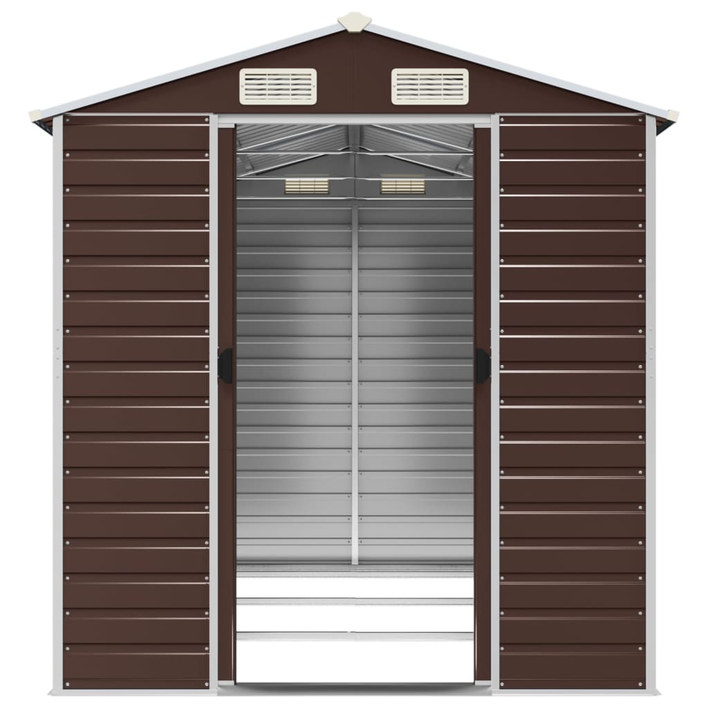 NNEVL Garden Shed Brown 191x300x198 cm Galvanised Steel Lootquake LLC