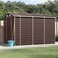 NNEVL Garden Shed Brown 191x300x198 cm Galvanised Steel Lootquake LLC