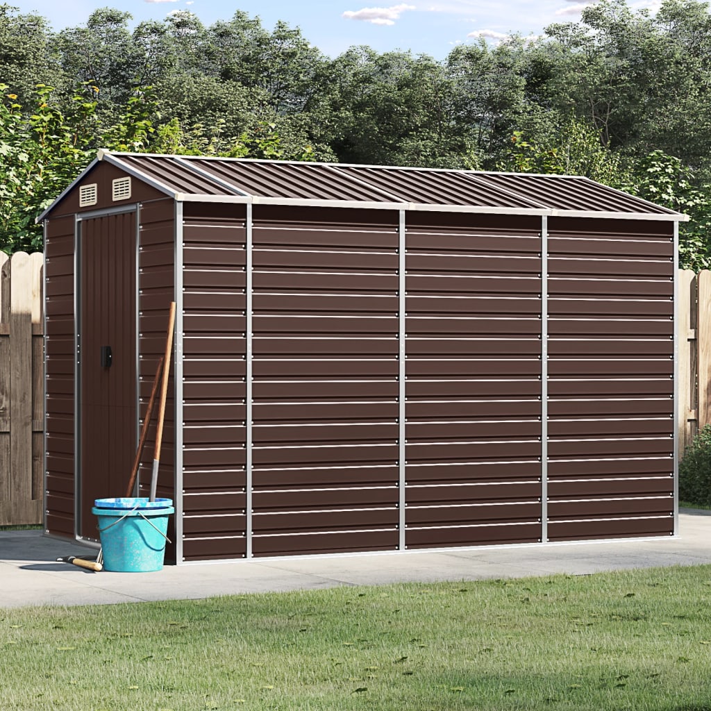NNEVL Garden Shed Brown 191x300x198 cm Galvanised Steel Lootquake LLC