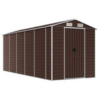 NNEVL Garden Shed Brown 191x470x198 cm Galvanised Steel Lootquake LLC