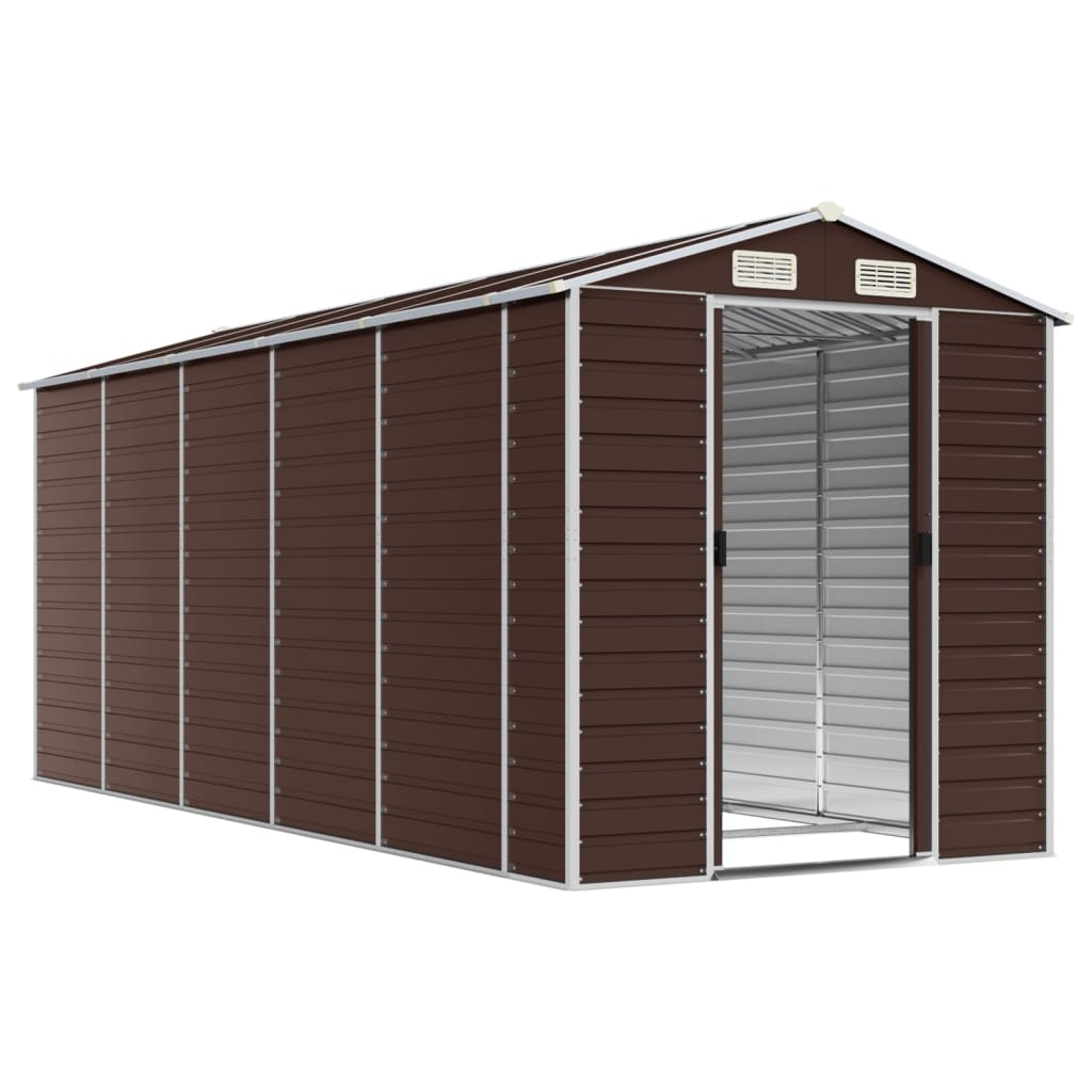 NNEVL Garden Shed Brown 191x470x198 cm Galvanised Steel Lootquake LLC