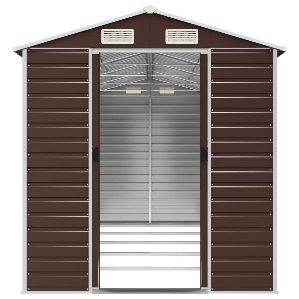 NNEVL Garden Shed Brown 191x470x198 cm Galvanised Steel Lootquake LLC