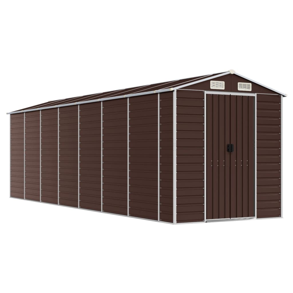 NNEVL Garden Shed Brown 191x640x198 cm Galvanised Steel Lootquake LLC