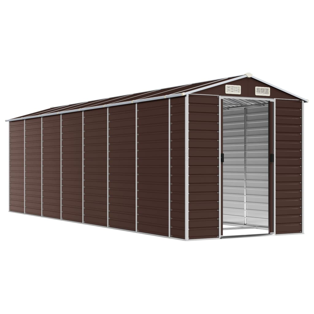 NNEVL Garden Shed Brown 191x640x198 cm Galvanised Steel Lootquake LLC