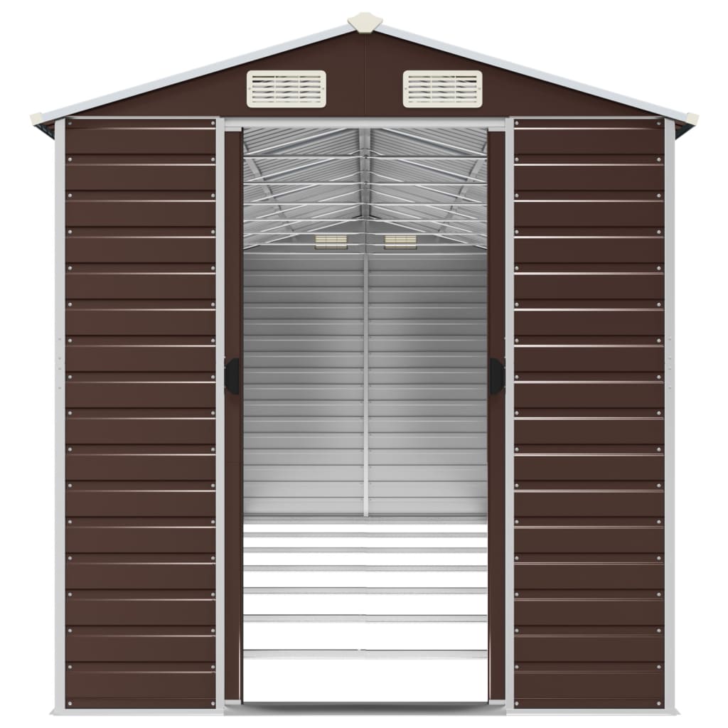 NNEVL Garden Shed Brown 191x640x198 cm Galvanised Steel Lootquake LLC