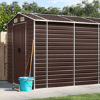 NNEVL Garden Shed Brown 191x640x198 cm Galvanised Steel Lootquake LLC