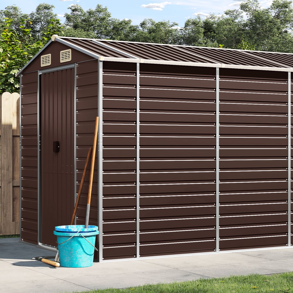 NNEVL Garden Shed Brown 191x640x198 cm Galvanised Steel Lootquake LLC
