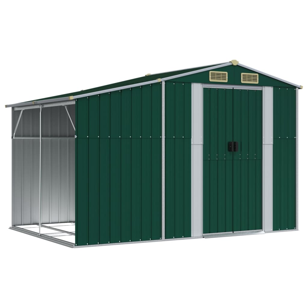 NNEVL Garden Shed Green 277x192.5x179 cm Galvanised Steel Lootquake LLC