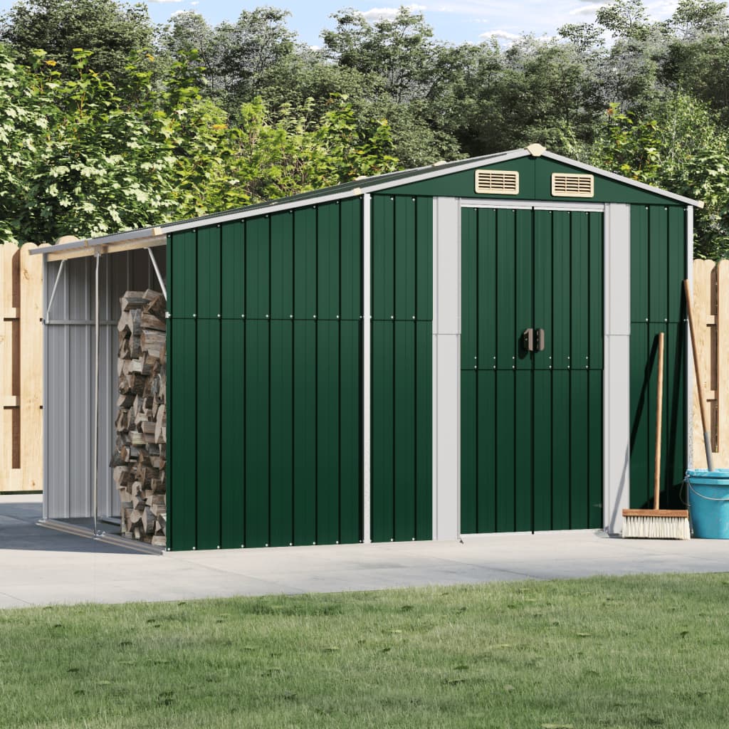 NNEVL Garden Shed Green 277x192.5x179 cm Galvanised Steel Lootquake LLC
