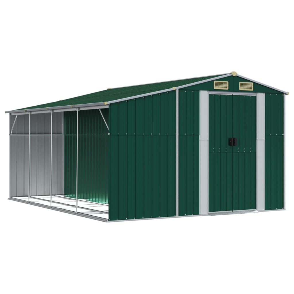 NNEVL Garden Shed Green 277x365.5x179 cm Galvanised Steel Lootquake LLC