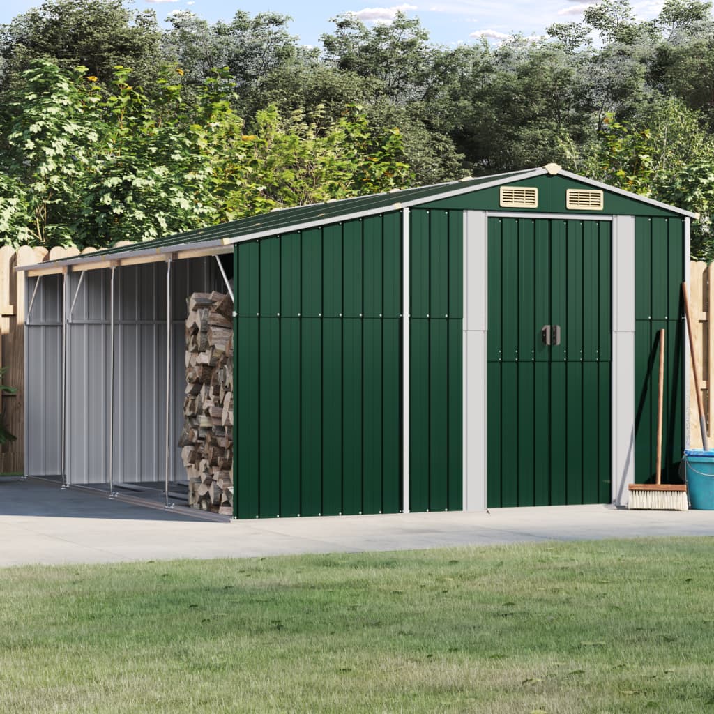 NNEVL Garden Shed Green 277x365.5x179 cm Galvanised Steel Lootquake LLC