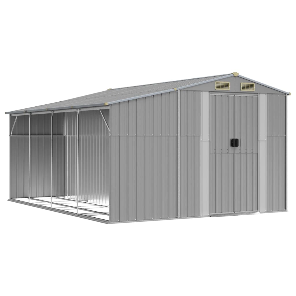NNEVL Garden Shed Grey 277x365.5x179 cm Galvanised Steel Lootquake LLC