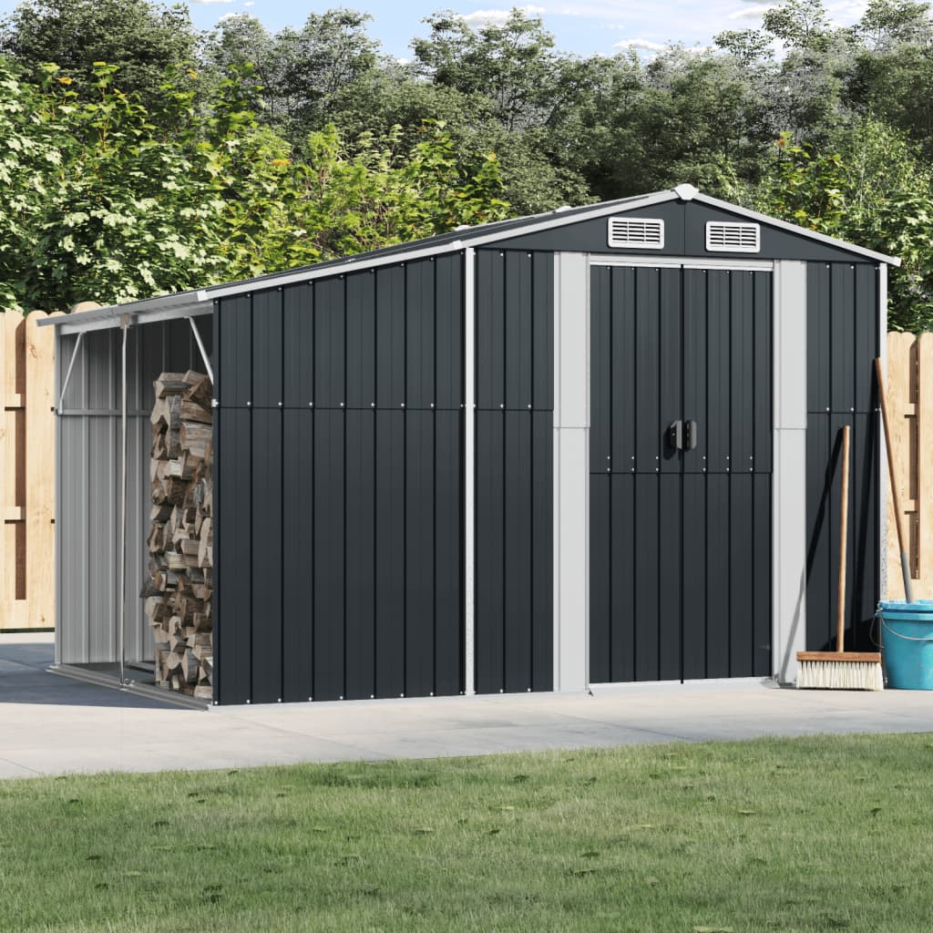 NNEVL Garden Shed Anthracite 277x192.5x179 cm Galvanised Steel Lootquake LLC