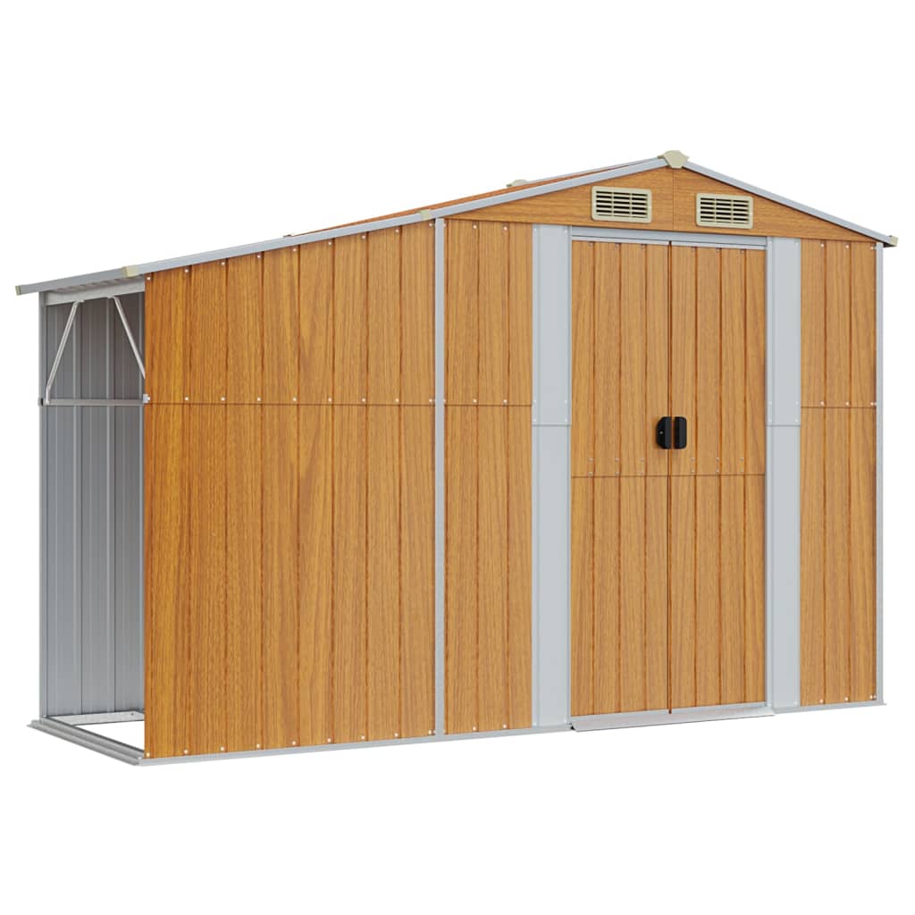 NNEVL Garden Shed Brown 277x93x179 cm Galvanised Steel Lootquake LLC
