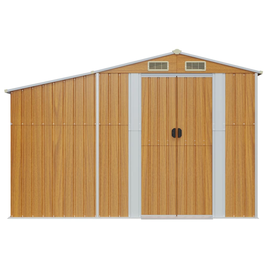 NNEVL Garden Shed Brown 277x93x179 cm Galvanised Steel Lootquake LLC