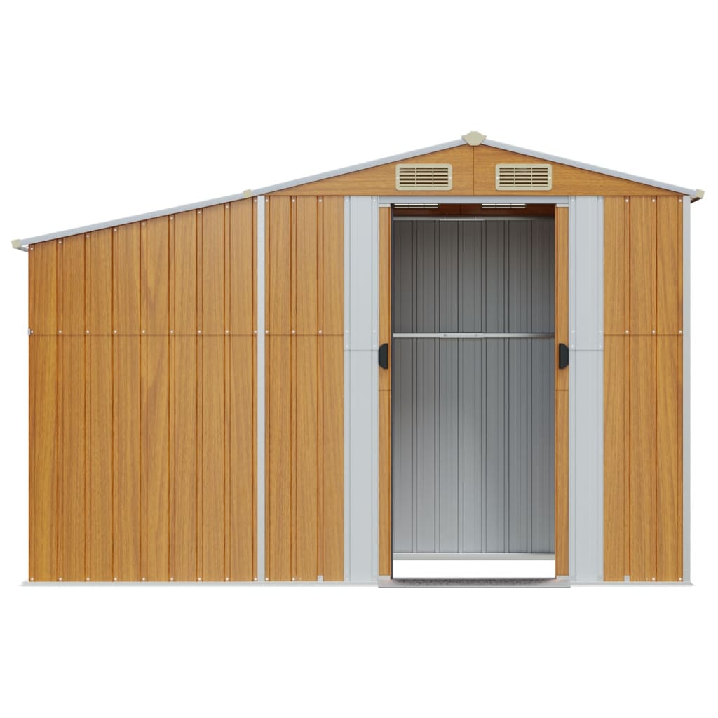 NNEVL Garden Shed Brown 277x93x179 cm Galvanised Steel Lootquake LLC