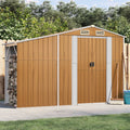 NNEVL Garden Shed Brown 277x93x179 cm Galvanised Steel Lootquake LLC