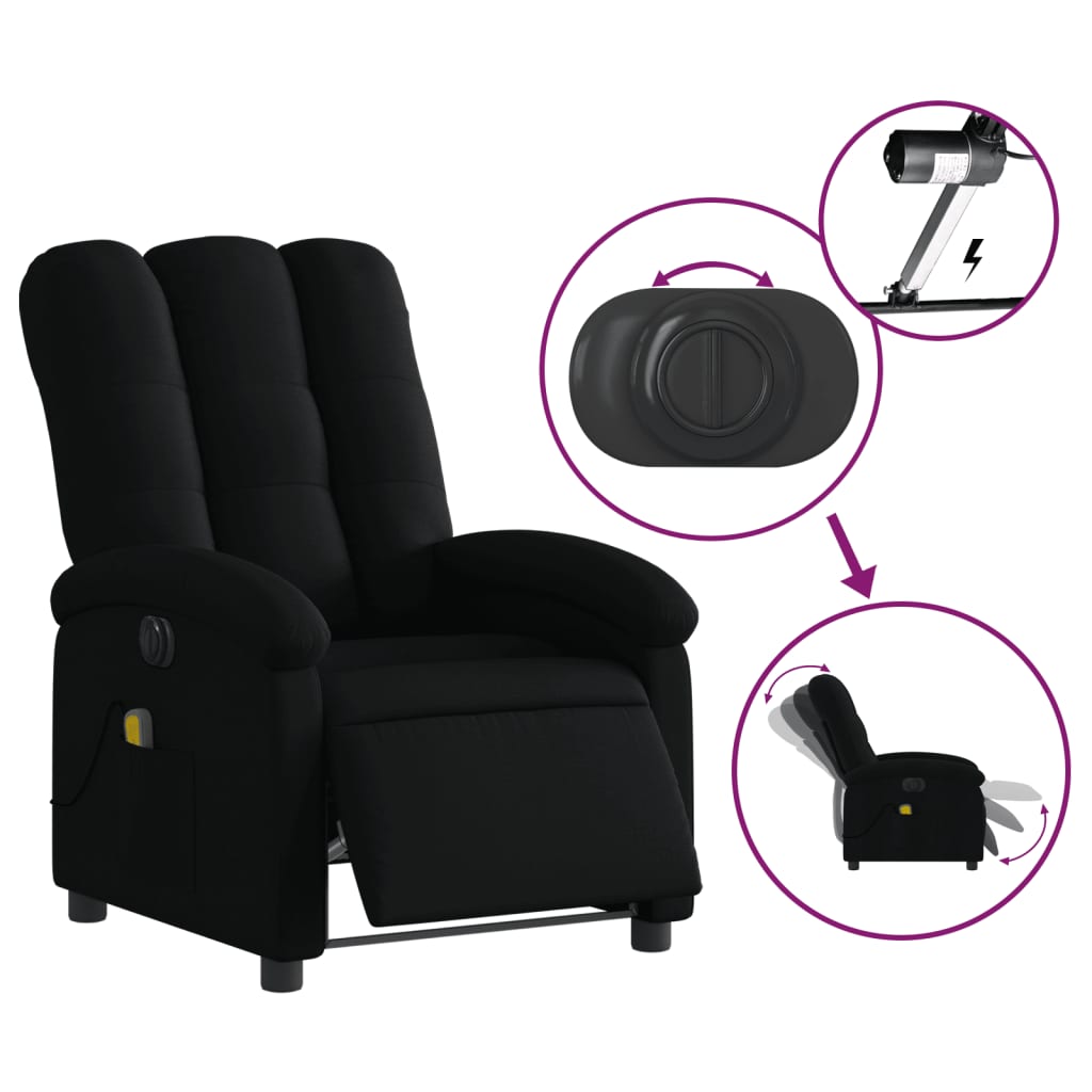 vidaXL Electric Massage Recliner Chair Black Fabric Lootquake LLC
