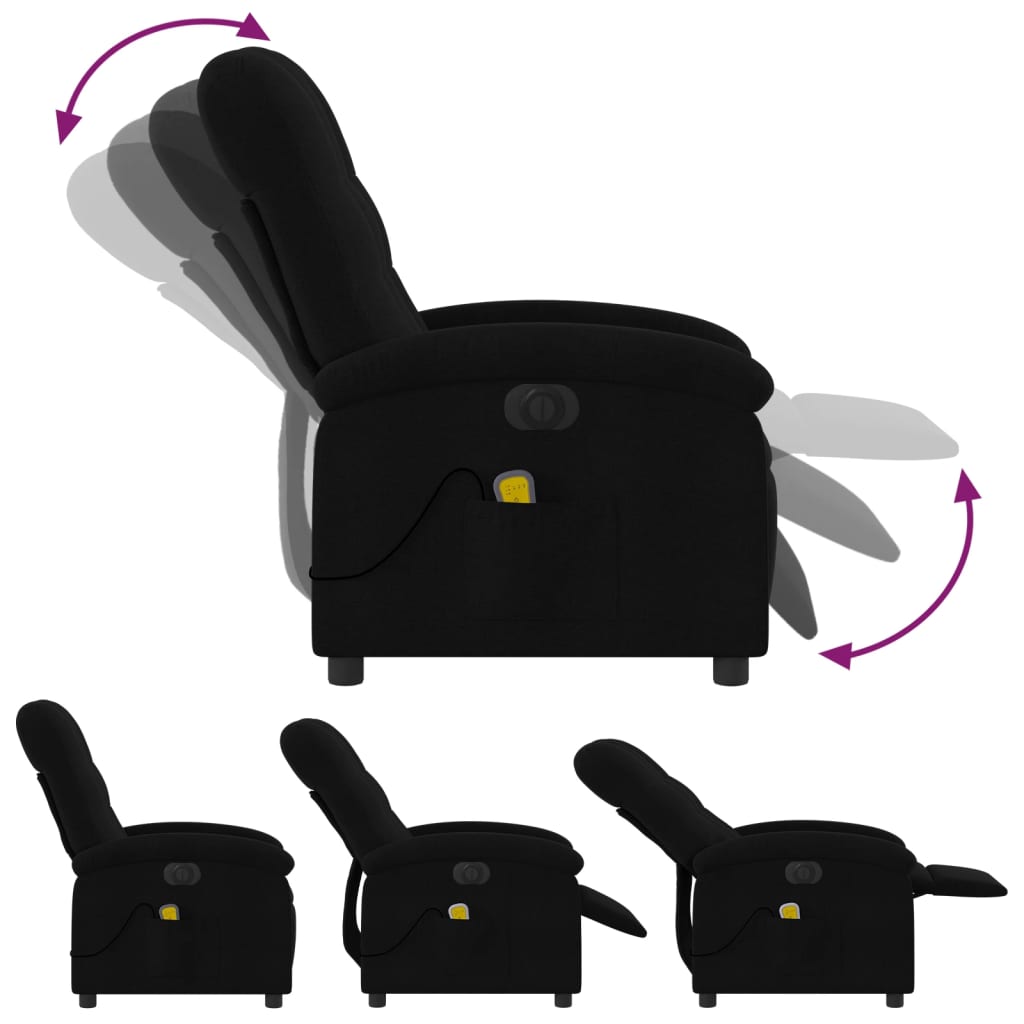 vidaXL Electric Massage Recliner Chair Black Fabric Lootquake LLC