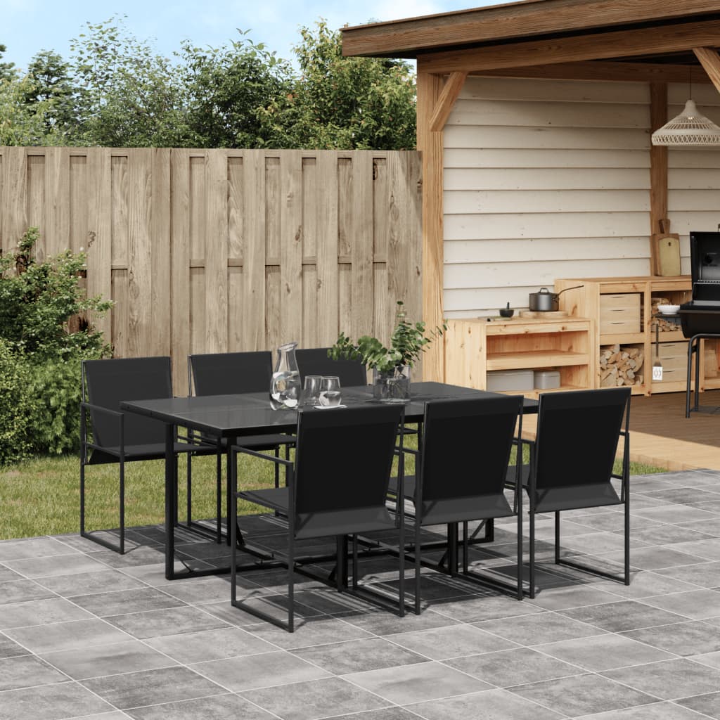 vidaXL Patio Dining Set Table and Chair Garden Outdoor Furniture Black Textilene