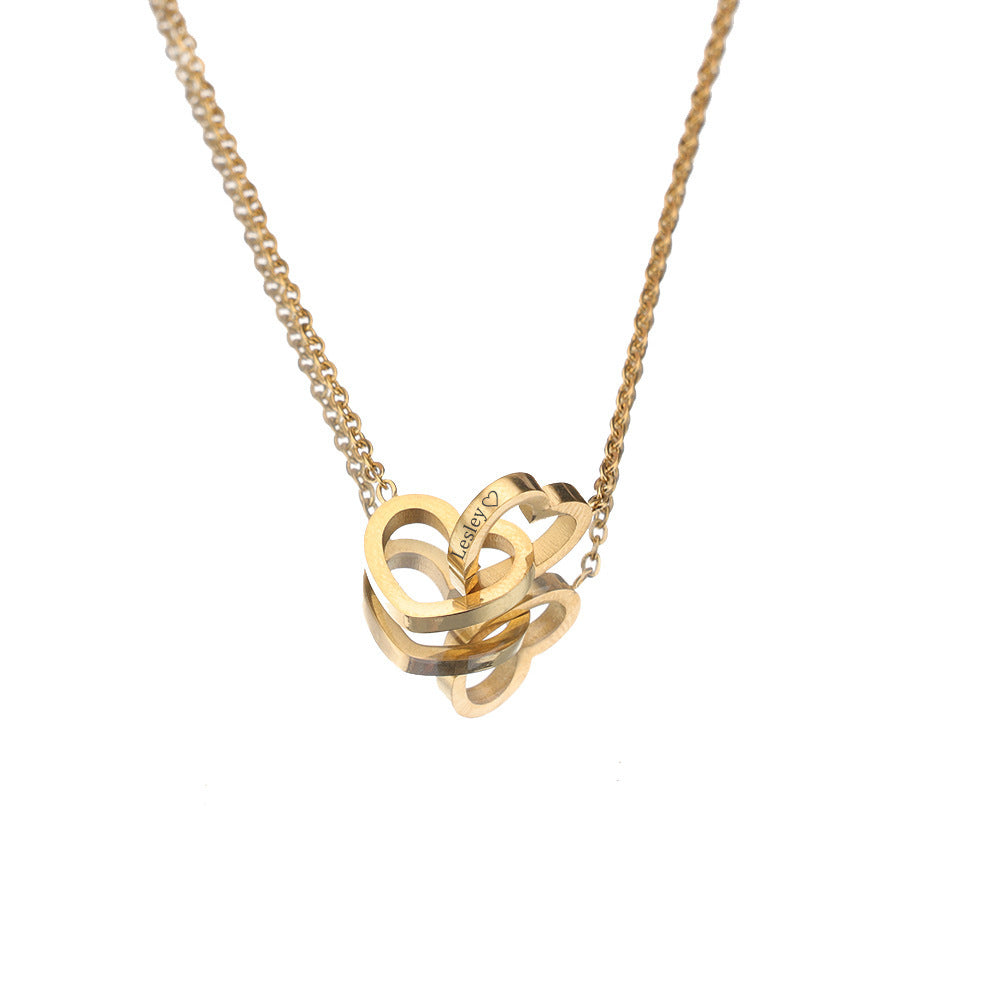 Simple Stainless Steel Plating Love Engraved Necklace Pi-Mart