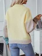 Color Block Round Neck Dropped Shoulder Sweater - SJB-DIAMOND ELITES