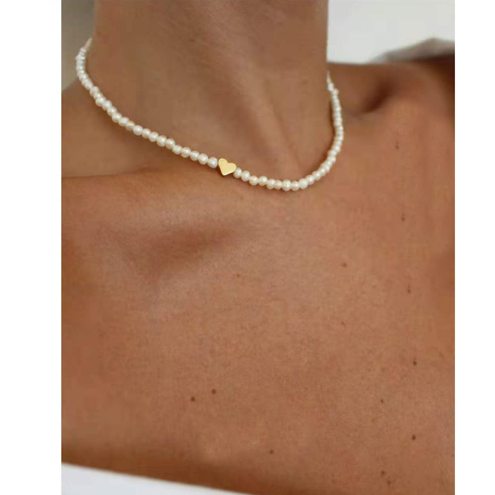 Colorfast Love Natural Small Grain Pearl Necklace Pi-Mart