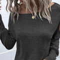 Women's Fashion New Off Shoulder Button Long Sleeved Casual Top T-shirt - SJB-DIAMOND ELITES