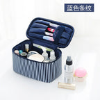 Simple striped cosmetic bag, portable cosmetic storage bag, travel portable large-capacity square toilet bag, makeup bag organizer, - SJB-DIAMOND ELITES