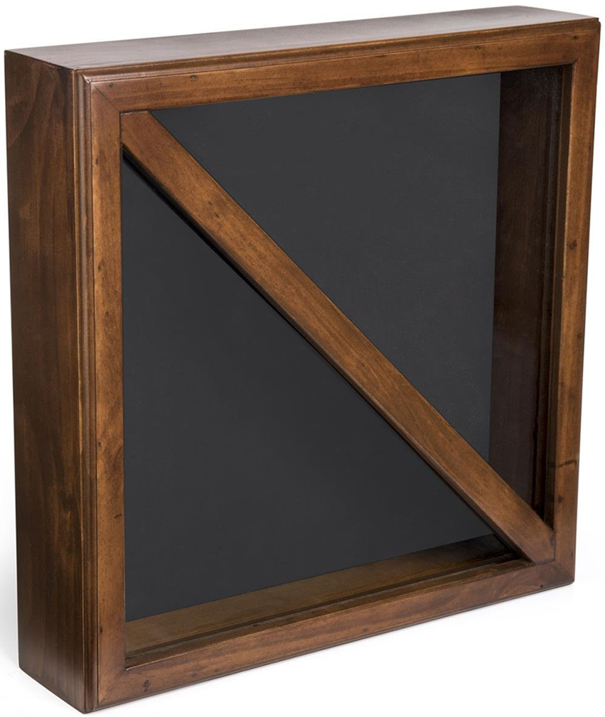 Flag Display Box, Tempered Glass & Pine Wood Construction – Cherry, Black Finish The Military Gift Store