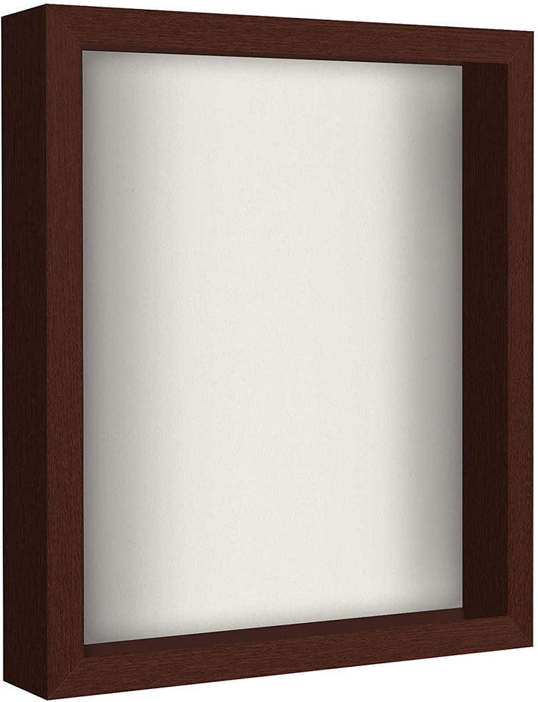 Mahogany Shadow Box Frame with Soft Linen Back | Displays Memorabilia and Photos up to 11x14 Inches. Shatter-Resistant Glass. The Military Gift Store