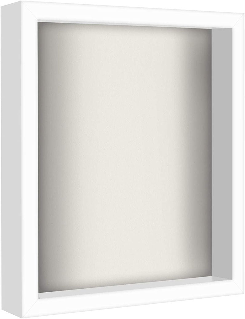 White Shadow Box Frame with Soft Linen Back | Displays Memorabilia and Photos up to 8x10 Inches The Military Gift Store