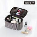 Simple striped cosmetic bag, portable cosmetic storage bag, travel portable large-capacity square toilet bag, makeup bag organizer, - SJB-DIAMOND ELITES