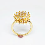 Rotating SUNFLOWER Full Diamond Sunflower Ring Pi-Mart