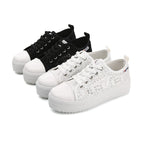 Women's Fashion Canvas Sneakers Mesh Knitted Upper Low Cut Casual Shoes - SJB-DIAMOND ELITES