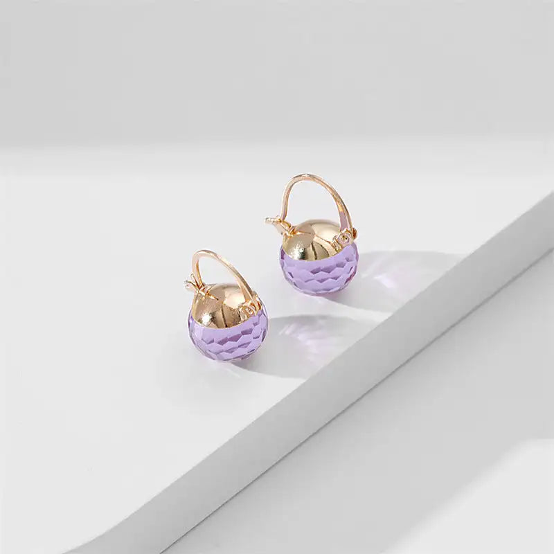 European And American Stylish Round Crystal Ear Clips Women