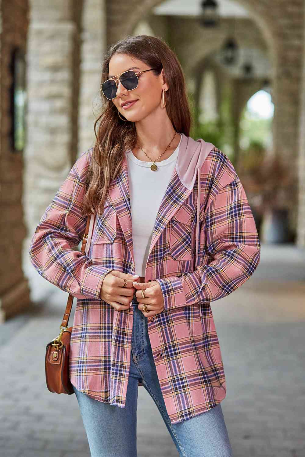 Modern Women Plaid Long Sleeve Hooded Jacket Stylish & Comfortable Outerwear For Winter And Autumn Stevvex