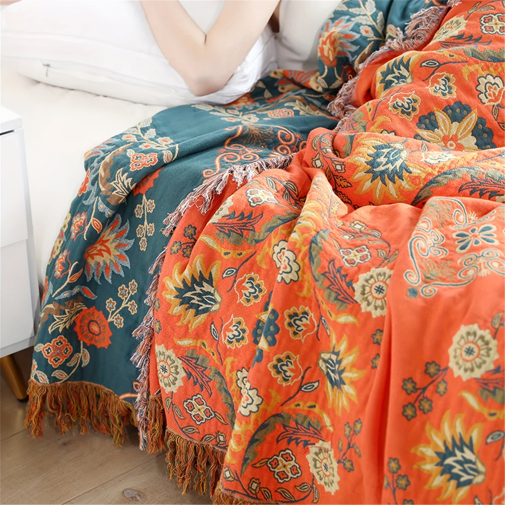 Double-Sided Tassel Sofa Cover for All Seasons - Soft and Durable Sofa Blanket for Ramadan and Beyond Lootquake LLC