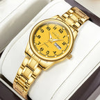 Women's Stainless Steel Blue Dial Watch Dual Calendar