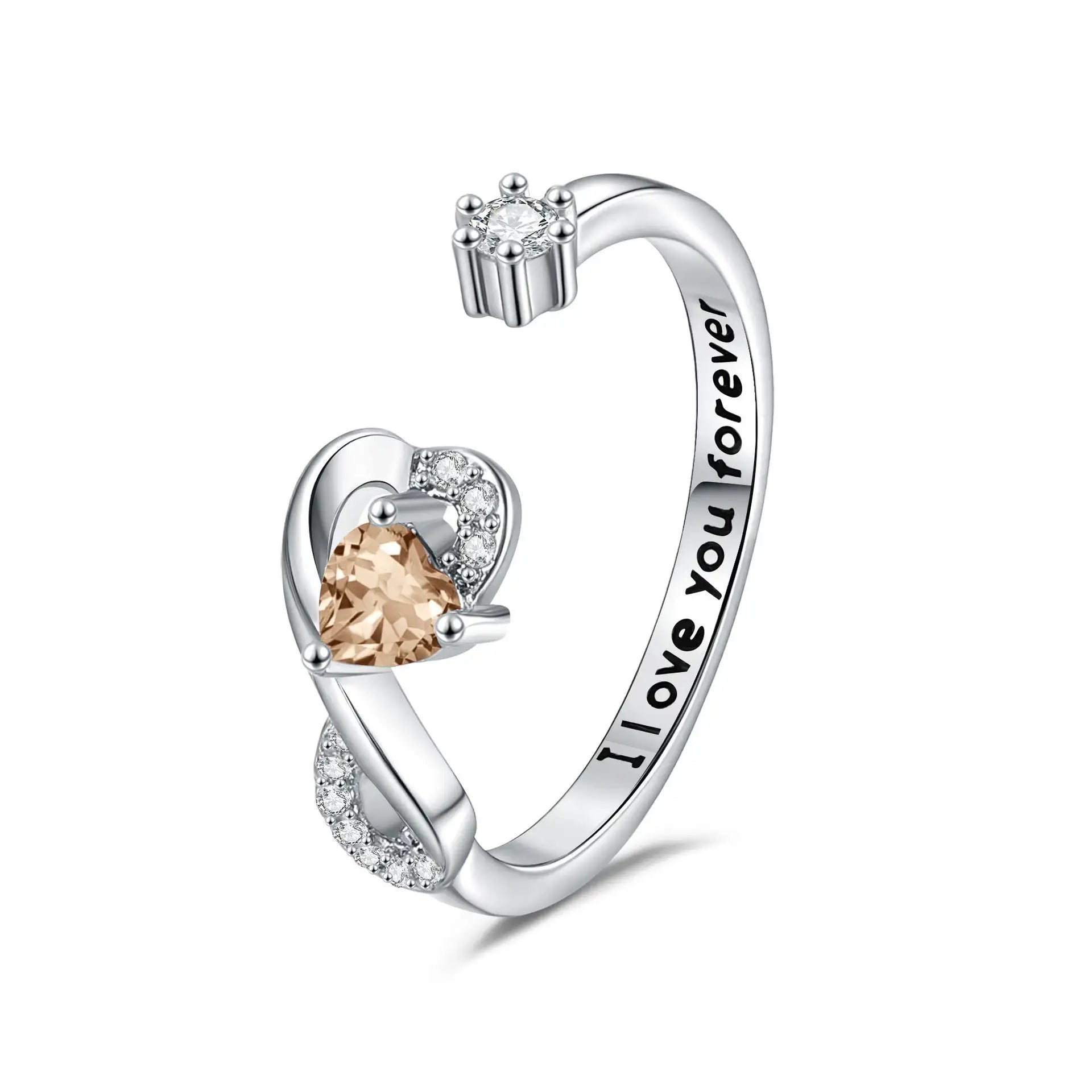 Heart-shaped Birthstone Women's Ring Fashion