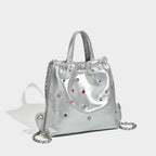 Versatile large capacity backpack purse, chain shoulder fashion diamond backpack with tote handle - SJB-DIAMOND ELITES