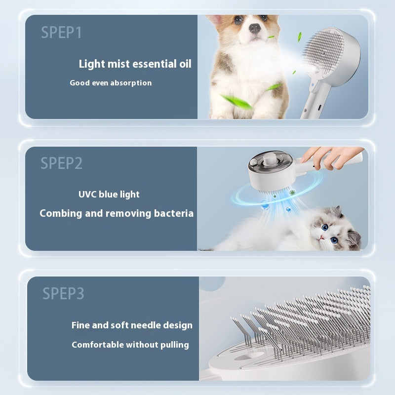 Animal Hair Remover Brush Dog And Cat Steam Brush Pet Self Cleaning Dog Brush Grooming Removes Cat Hairs Cat Dog Accessories Pet Products Pi-Mart