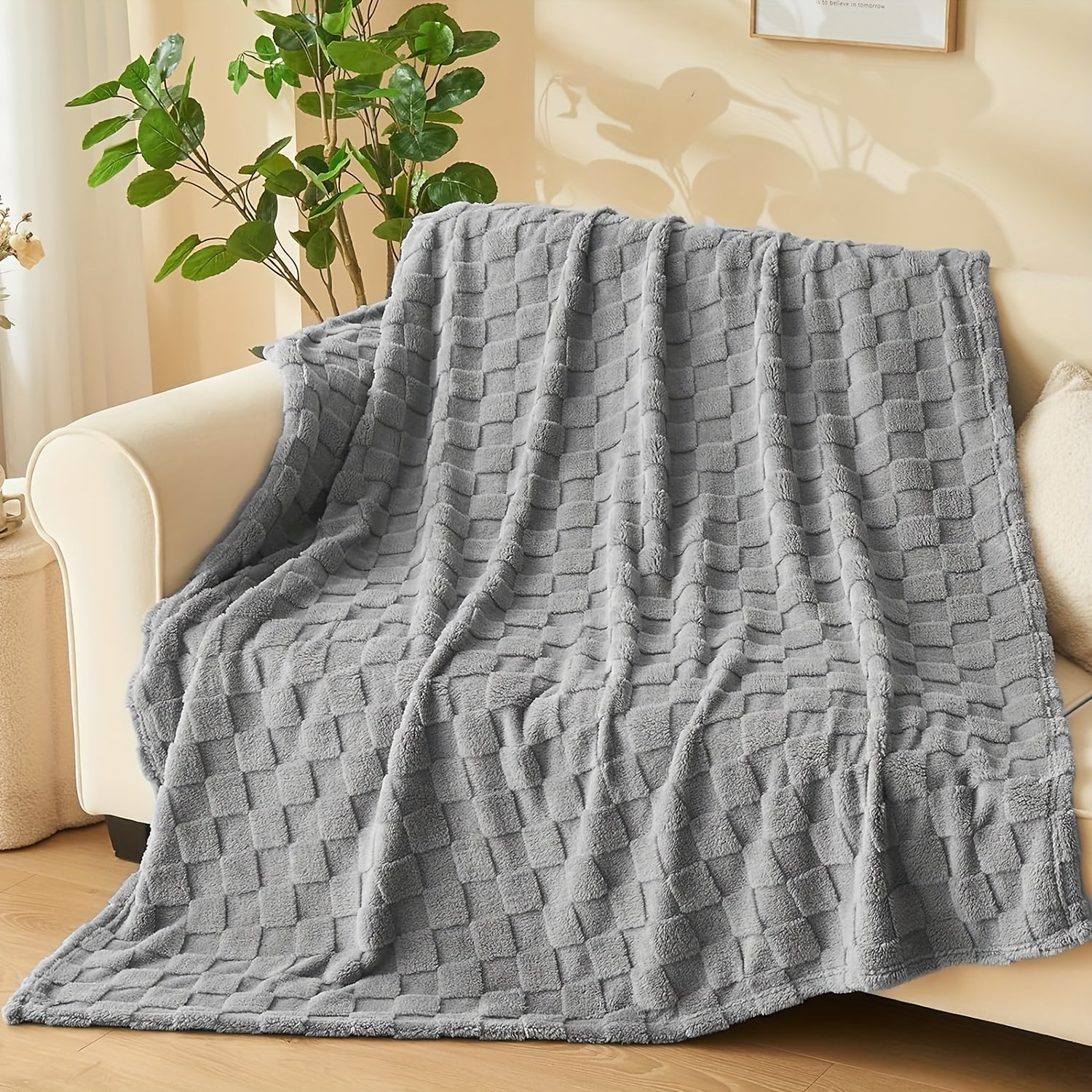 Soft and Cozy Luxurious Glam Plaid Throw Blanket - Reversible, All-Season 3D Checkered Pattern Fantasy Themed Polyester Flannel Fleece Bed Throw for Perfect Comfort Lootquake LLC
