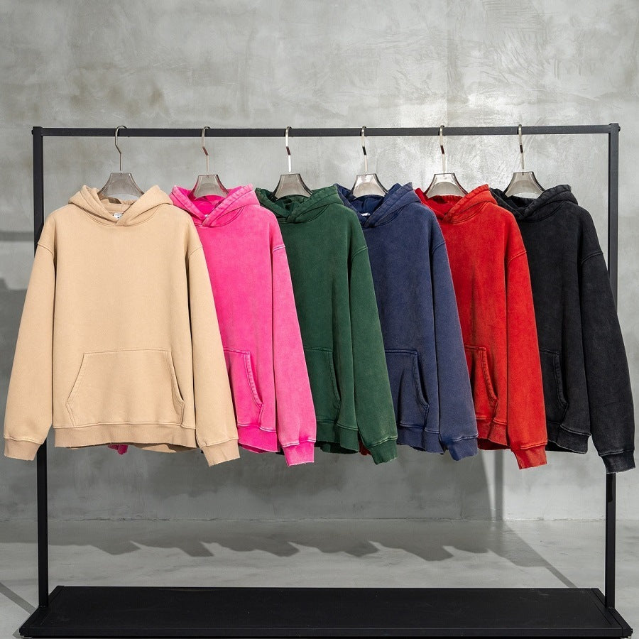 Women's Loose Retro Fleece Hooded Sweatshirt Pi-Mart