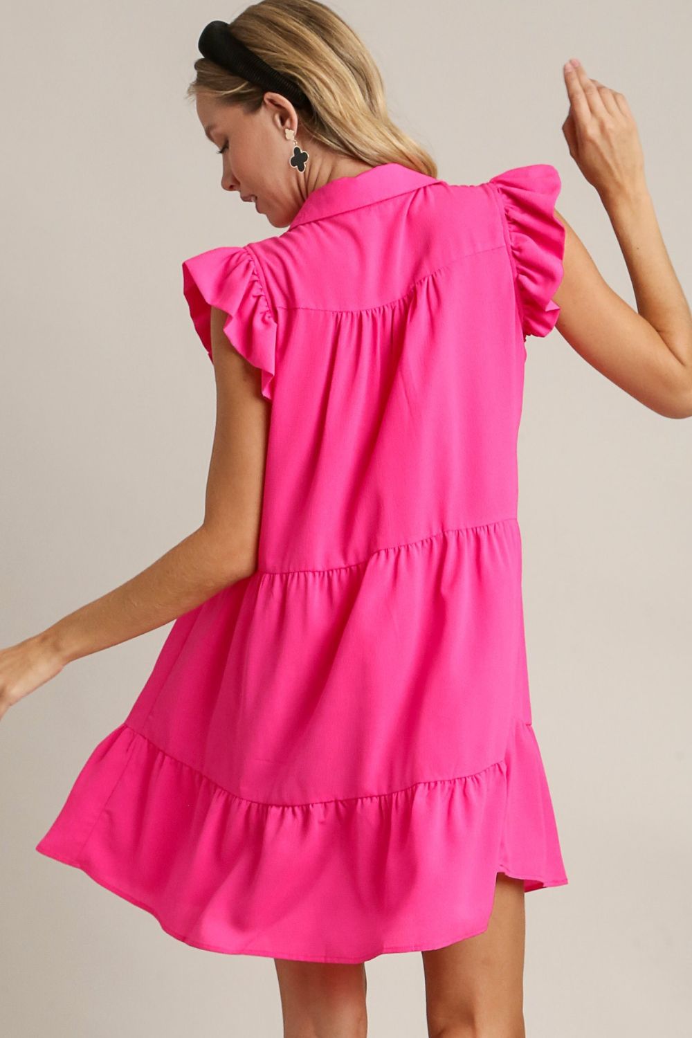 Pink Full Size Ruffle Cap Sleeve Dress Plus Size Elegant & Timeless Classic Design Dress Stevvex