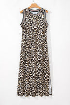 Luxury Leopard Print Sleeveless Maxi Dress Modern & Trendy Statement Piece Charming Dress