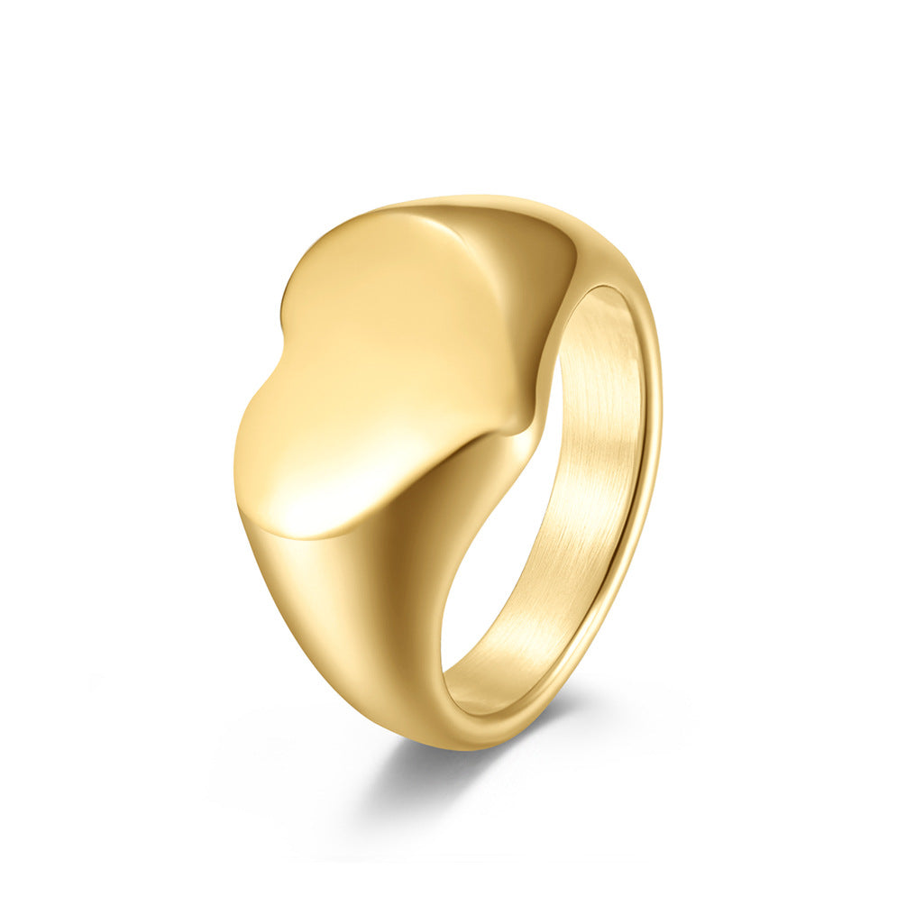 Unisex Style Titanium Steel Heart Shaped Love Ring Pi-Mart
