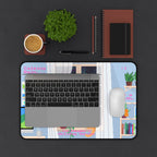 Calming Rain Desk Mat — Cozy Pixel Art Window Scene with Cat (“Take a breath”) Lootquake LLC